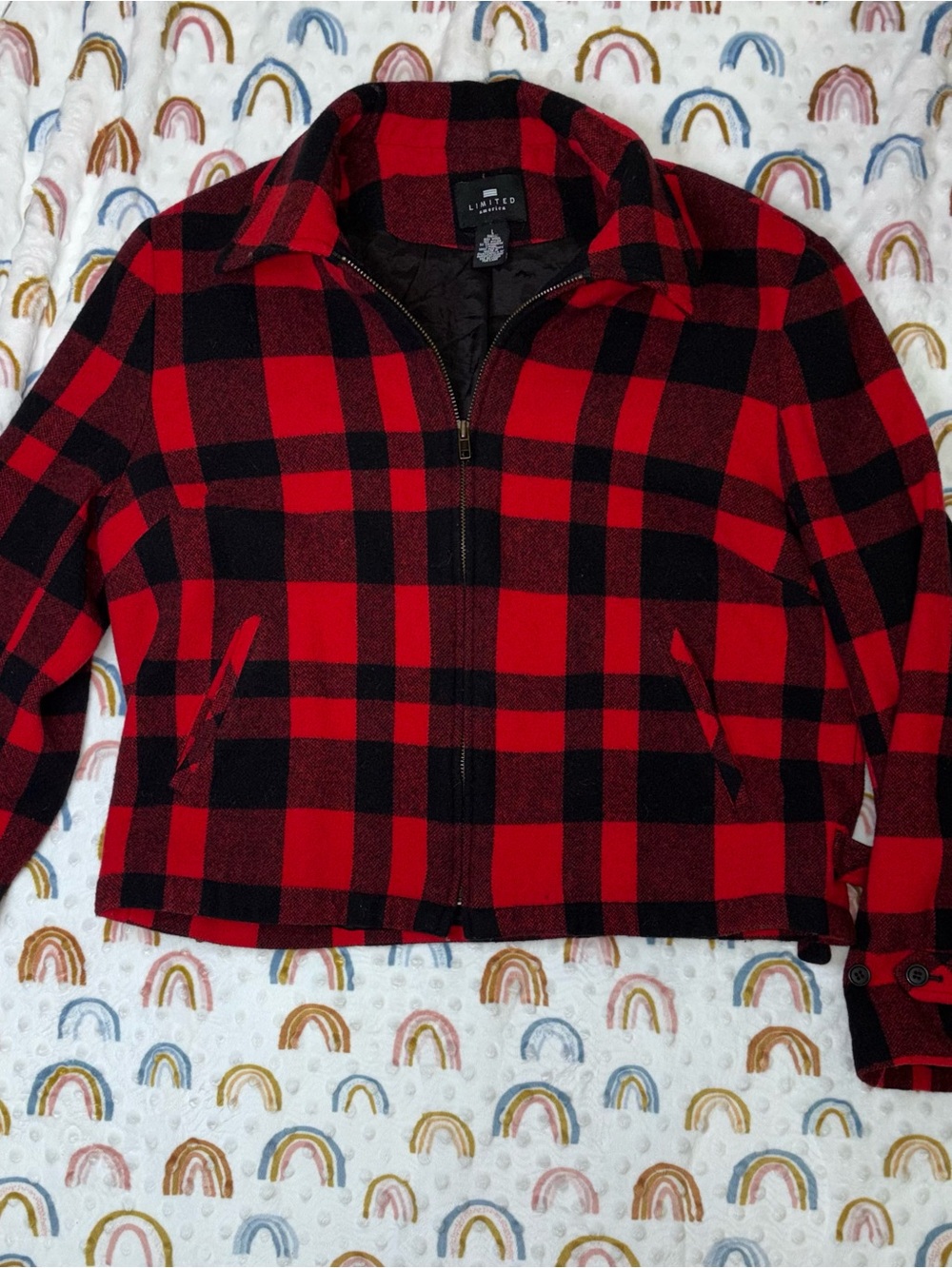 The Limited Red and Black Plaid Bomber Jacket